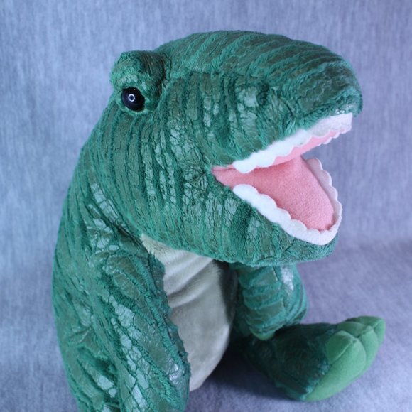 Dinosaur Plush Stuffed Textured Skin Toy Dino Green 11" Sitting - Picture 9 of 9